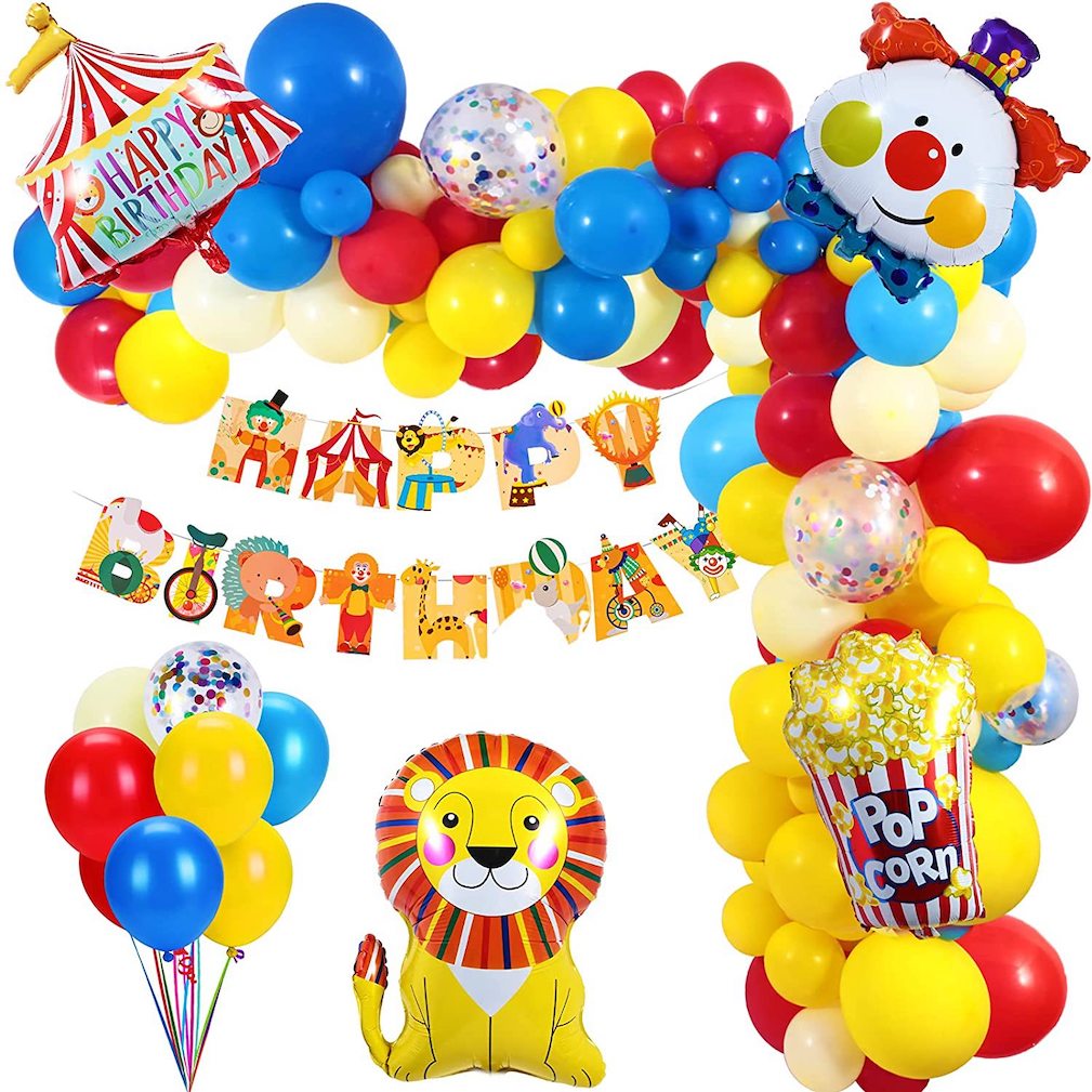 Kit De Balões Cartoon Circus Latex Confetti 138 Unidades