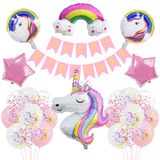 Kit De Balão Unicorn Rainbow, 25 Unidades Para Crianças, Folha De Látex De Aniversário