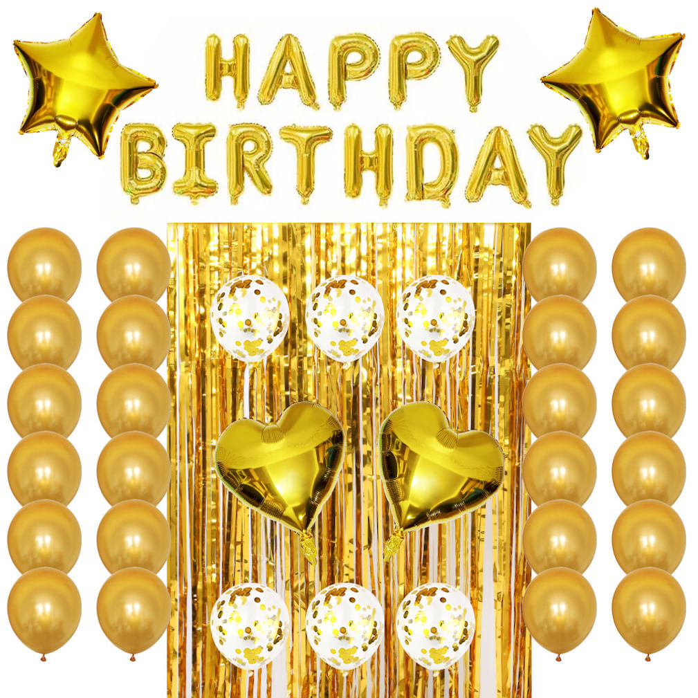 Kit De Balão, Folha De Látex De Festa, 36 Peças De Unicórnio Dourado De Aniversário