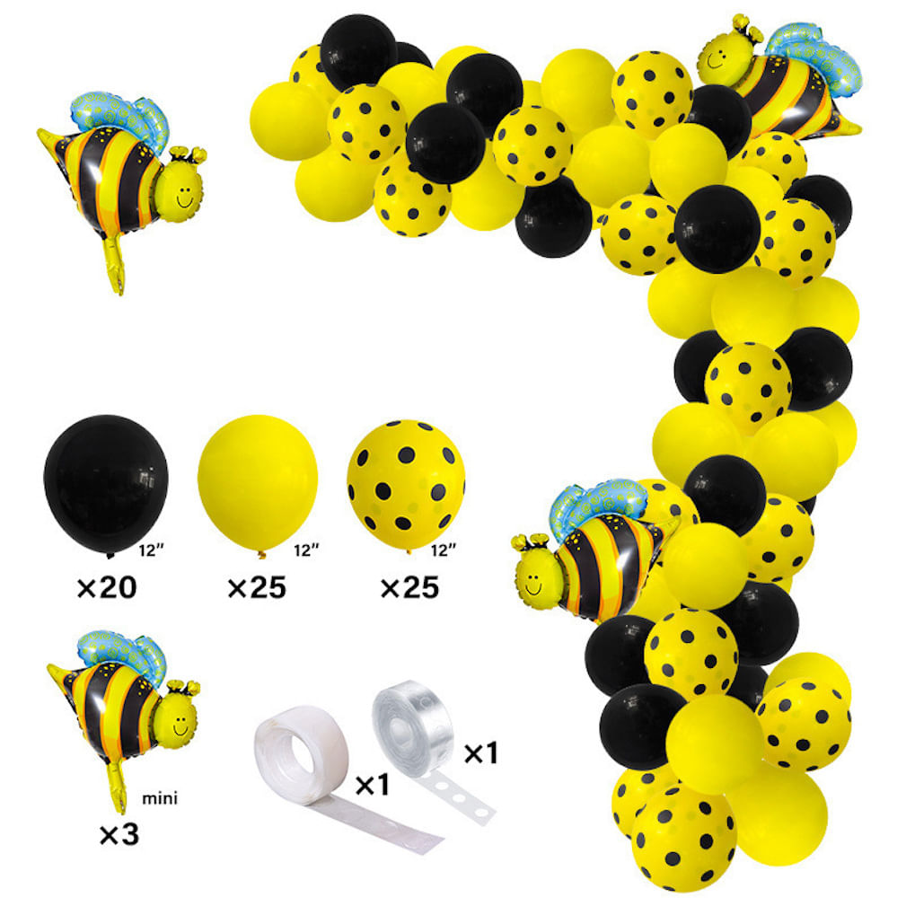 Kit De Balão Bee Latex Foil Confetti 75 Unidades Para Festa