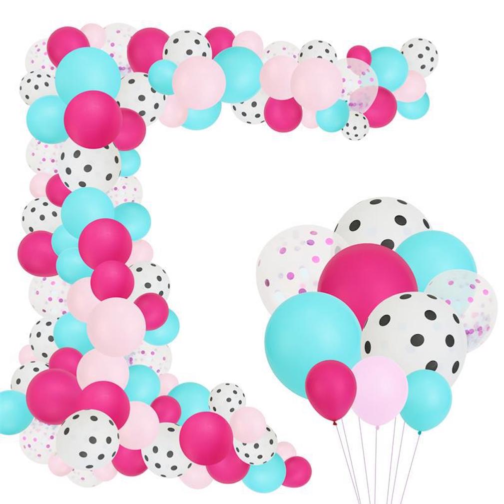 Kit Party Balloon Arch Garland, 88 Unidades, Látex, Azul, Rosa