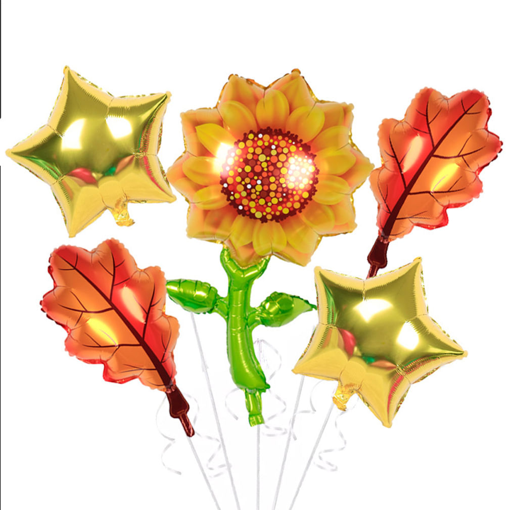 Kit De Decoração Sunflower Maple Leaf Mylar 6 Unidades Forest