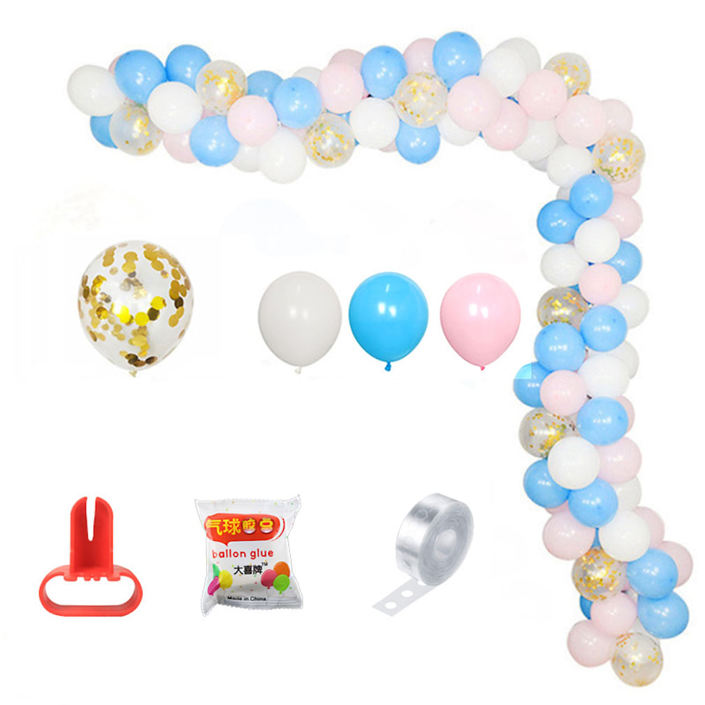Kit Party Balloon Arch Garland, 212 Unidades De Látex Azul Branco