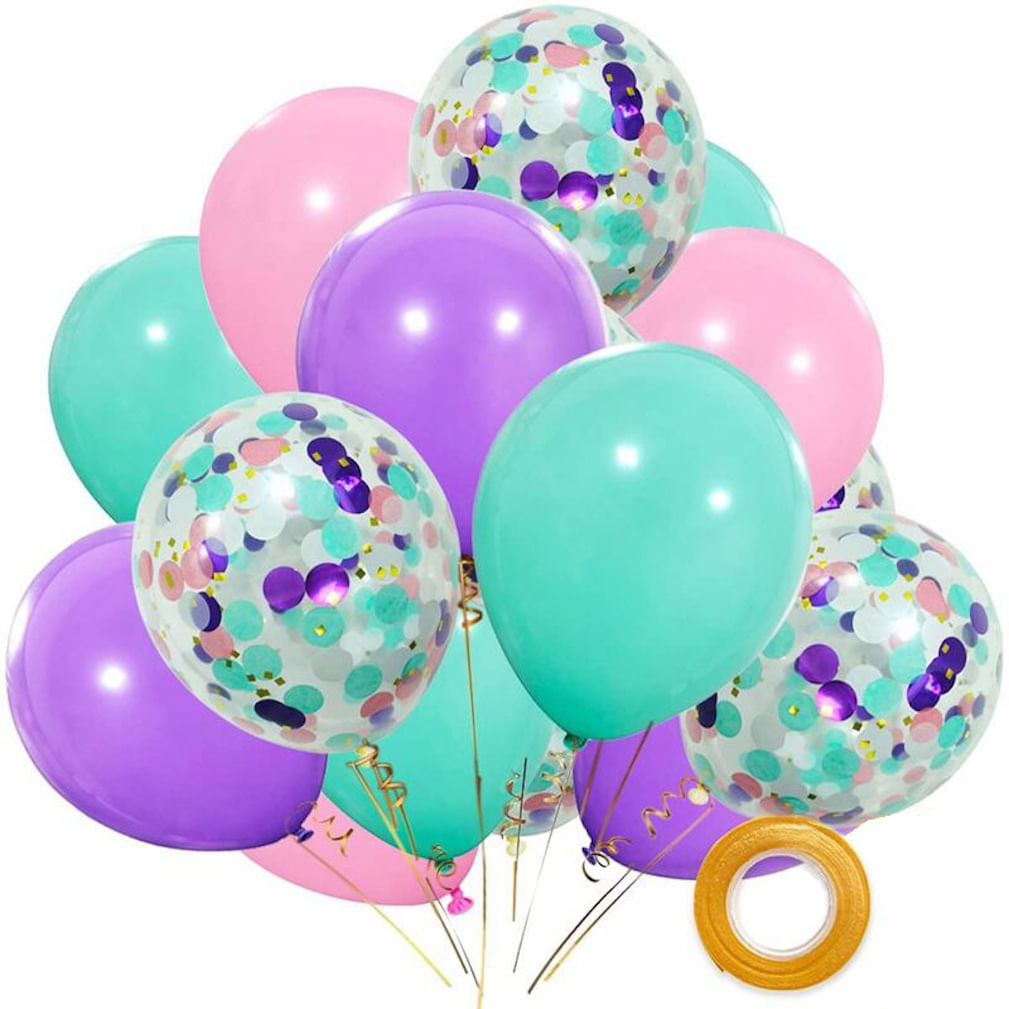 Kit De Balões Com Tema Mermaids, 16 Balões De Látex De 12 Polegadas