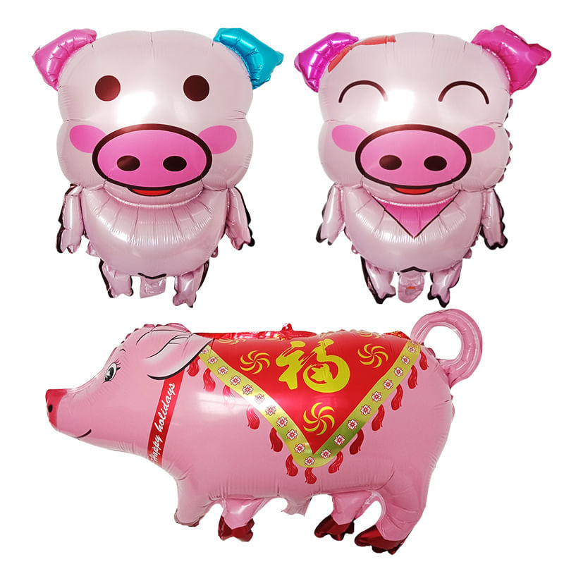 Kit De Balões De Aniversário Mylar Piggy Balloons 48x57cm, 3 Unidades