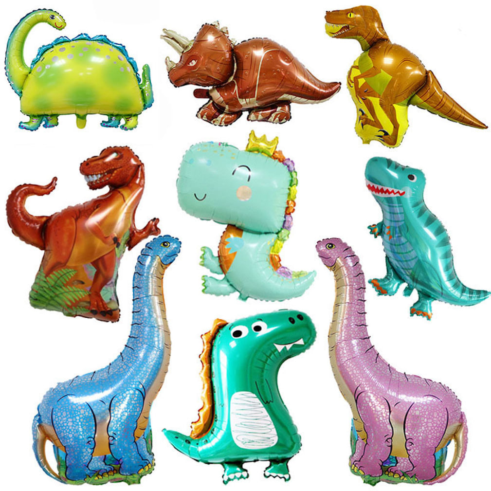 Conjunto De Balões Dinosaur Tyrannosaurus Foil, 9 Unidades