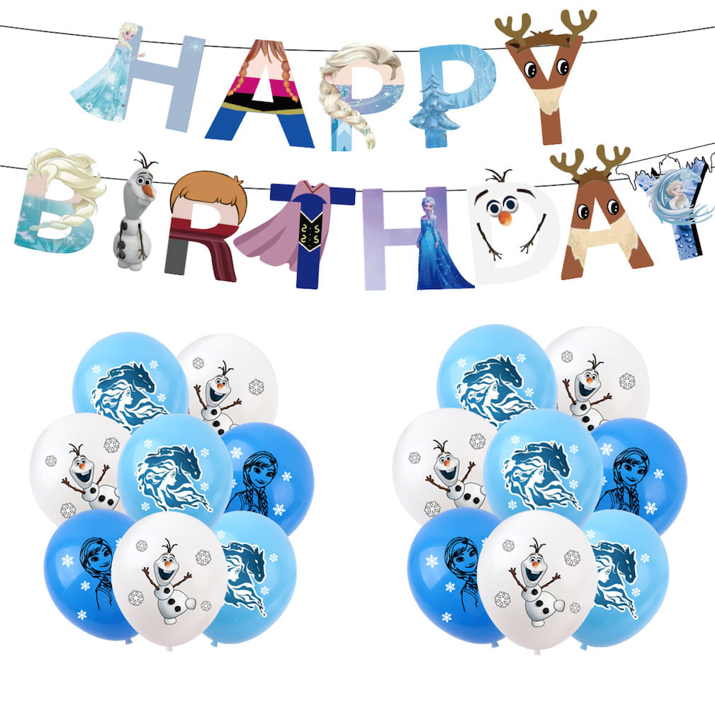 Kit De Balões De Aniversário Feliz Aniversário Azul Branco X25