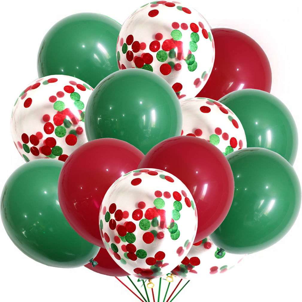 Kit De Balões De Natal Merry 50 Unidades De Látex Verde Vermelho 30 Cm