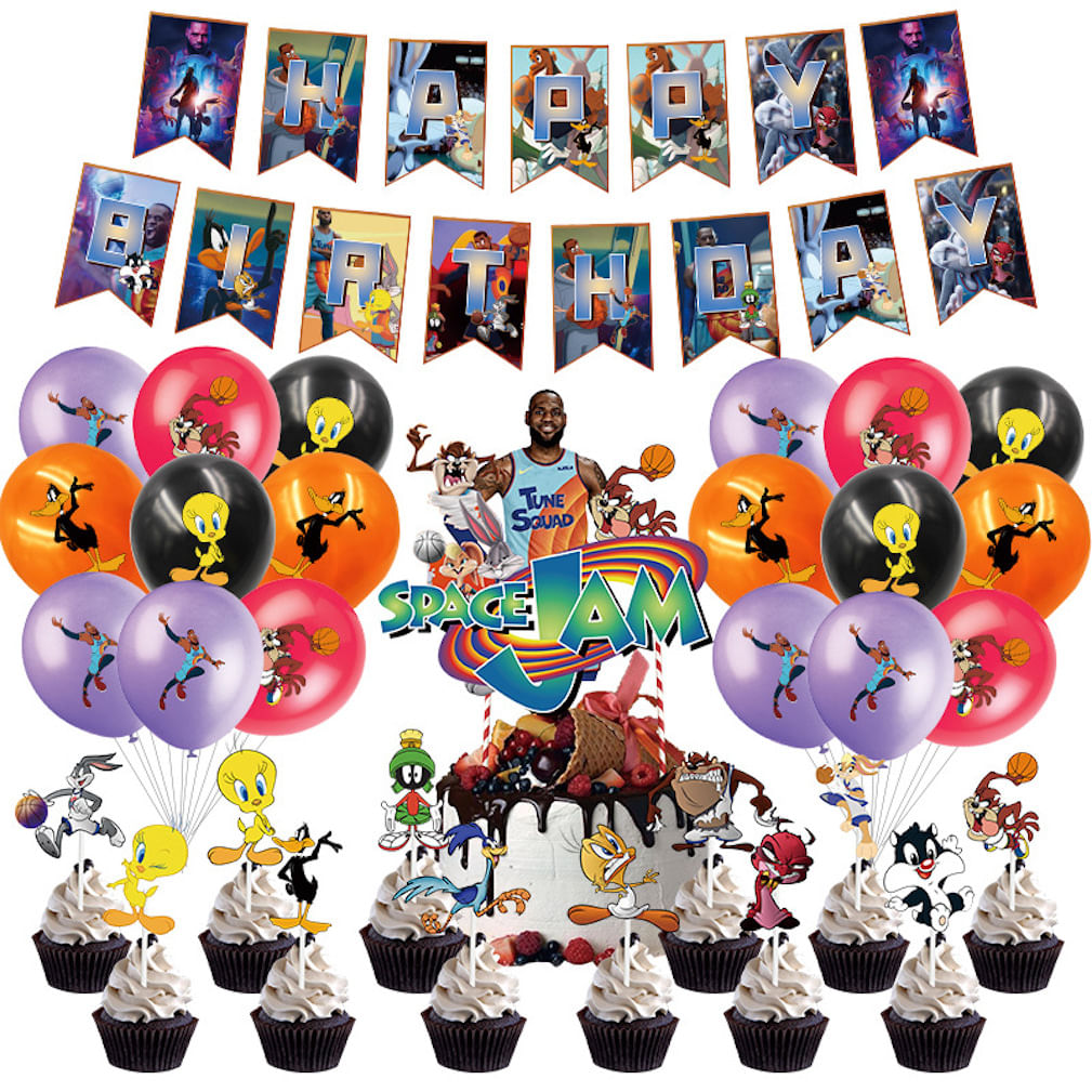 Kit De Balões Para Festa De Aniversário Space Jam 36 Balões De Látex