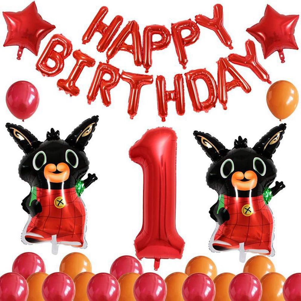 Kit De Balões De Feliz Aniversário, 1 Bing Bunny Mylar, 30 Unidades