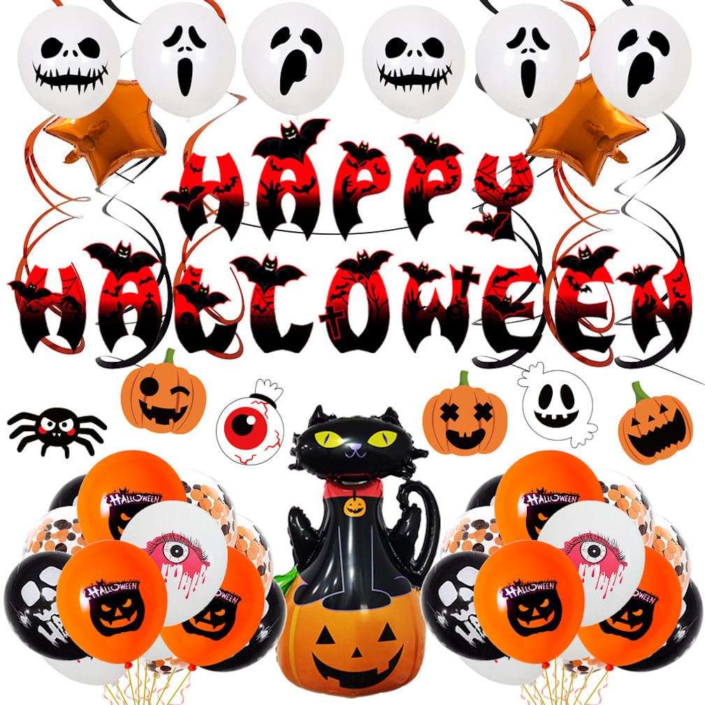 Kit De Balões De Decoração De Halloween, 50 Unidades De Balões De Látex