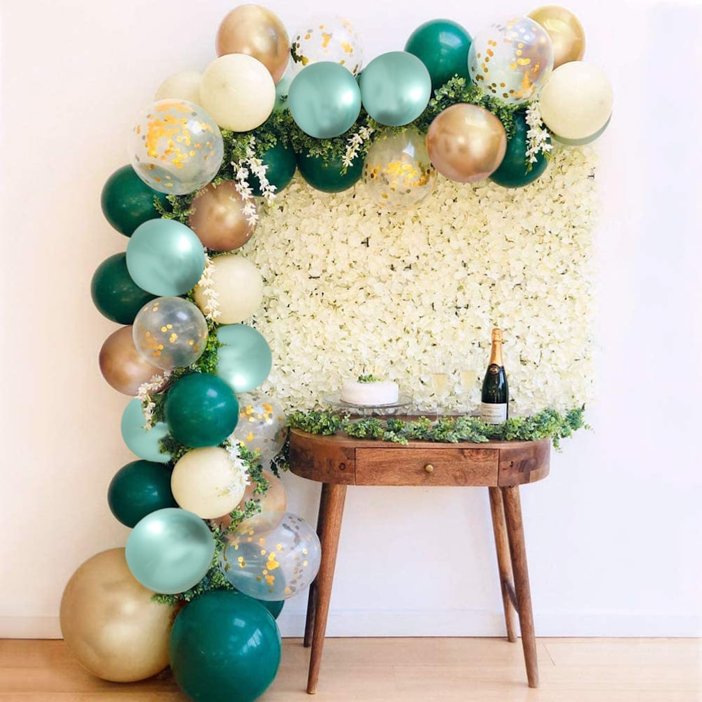 Kit De Balões Ins Green Light Blue Latex Confetti 90 Unidades