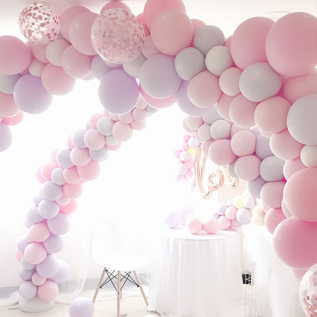 Kit Party Balloon Arch Garland, 300 Unidades De Balão Rosa Látex