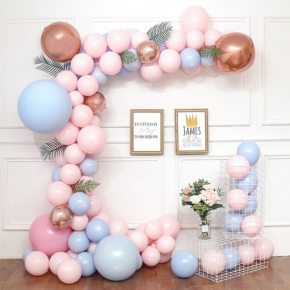 Kit Party Balloon Arch Garland, 115 Unidades De Papel De Látex Azul Rosa