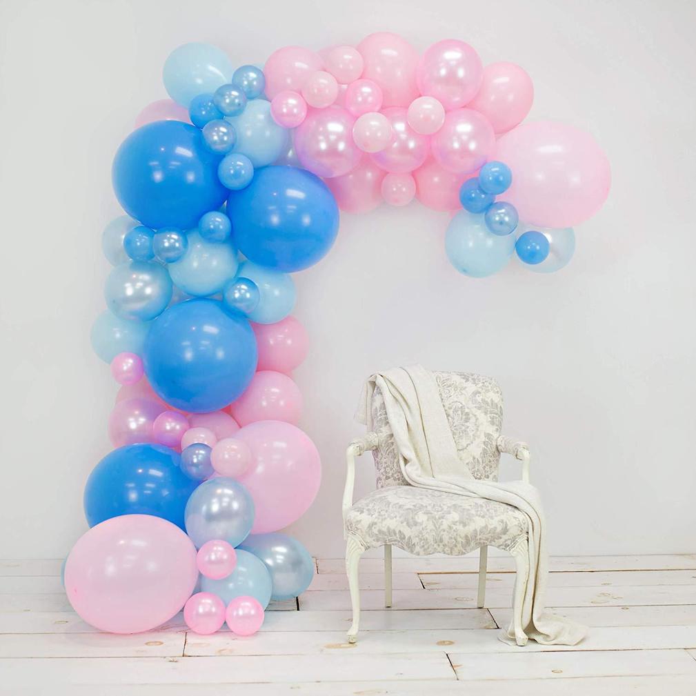 Kit Party Balloon Arch Garland 82 Unidades De Balão De Látex Azul Rosa
