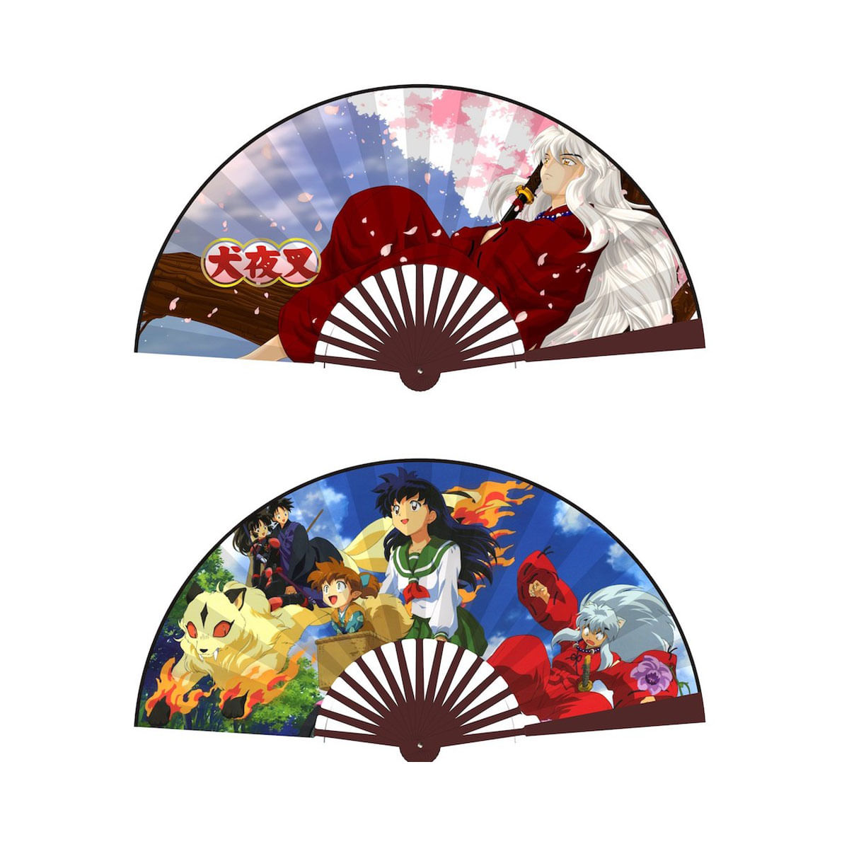 Ventiladores Dobráveis Inuyashas Anime Handheld Cloth Bamboo De 10 Polegadas