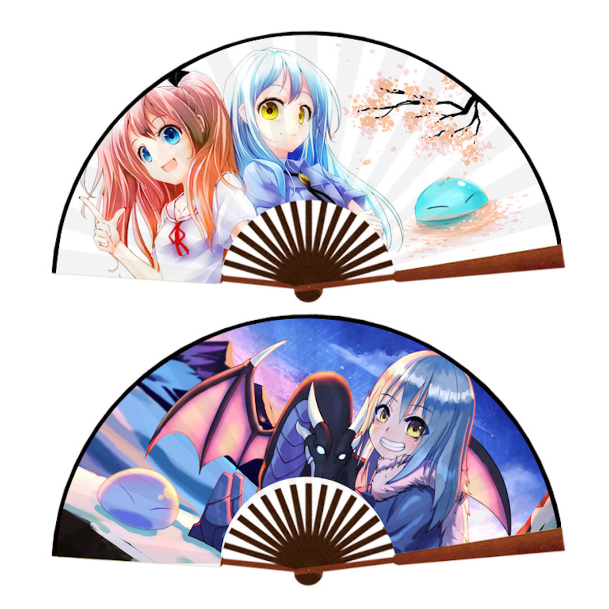 Folding Fans Anime Slames Handheld Bamb De 10 Polegadas, 2 Unidades