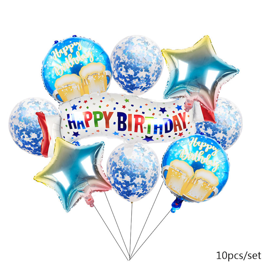 Kit De Decoração De Aniversário Feliz Aniversário, 10 Unidades Com Balões