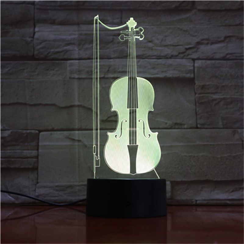 Violinos Led 3d Com Luz Noturna Que Mudam De Cor Para Crianças Com Base