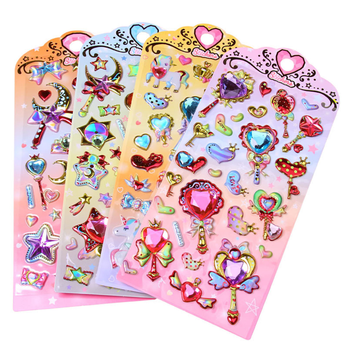 Adesivos Para Crianças E Meninas Diamond Laser Gem 3d Puffy X4