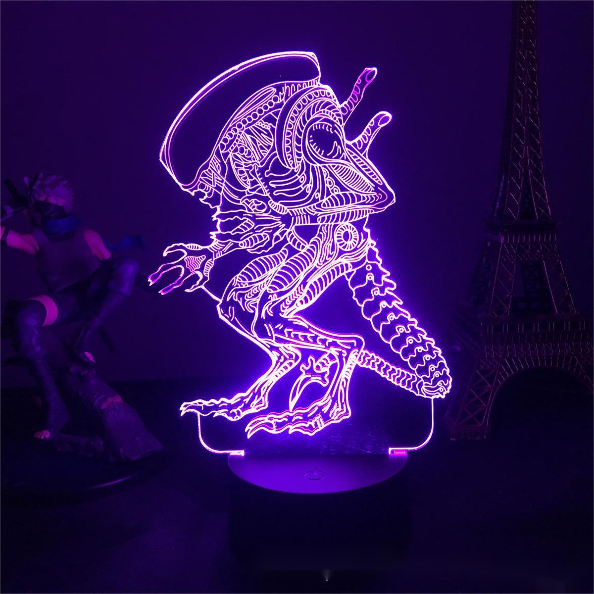 Night Light Aliens Xenomorphs 3d Led Que Muda De Cor Para Crianças