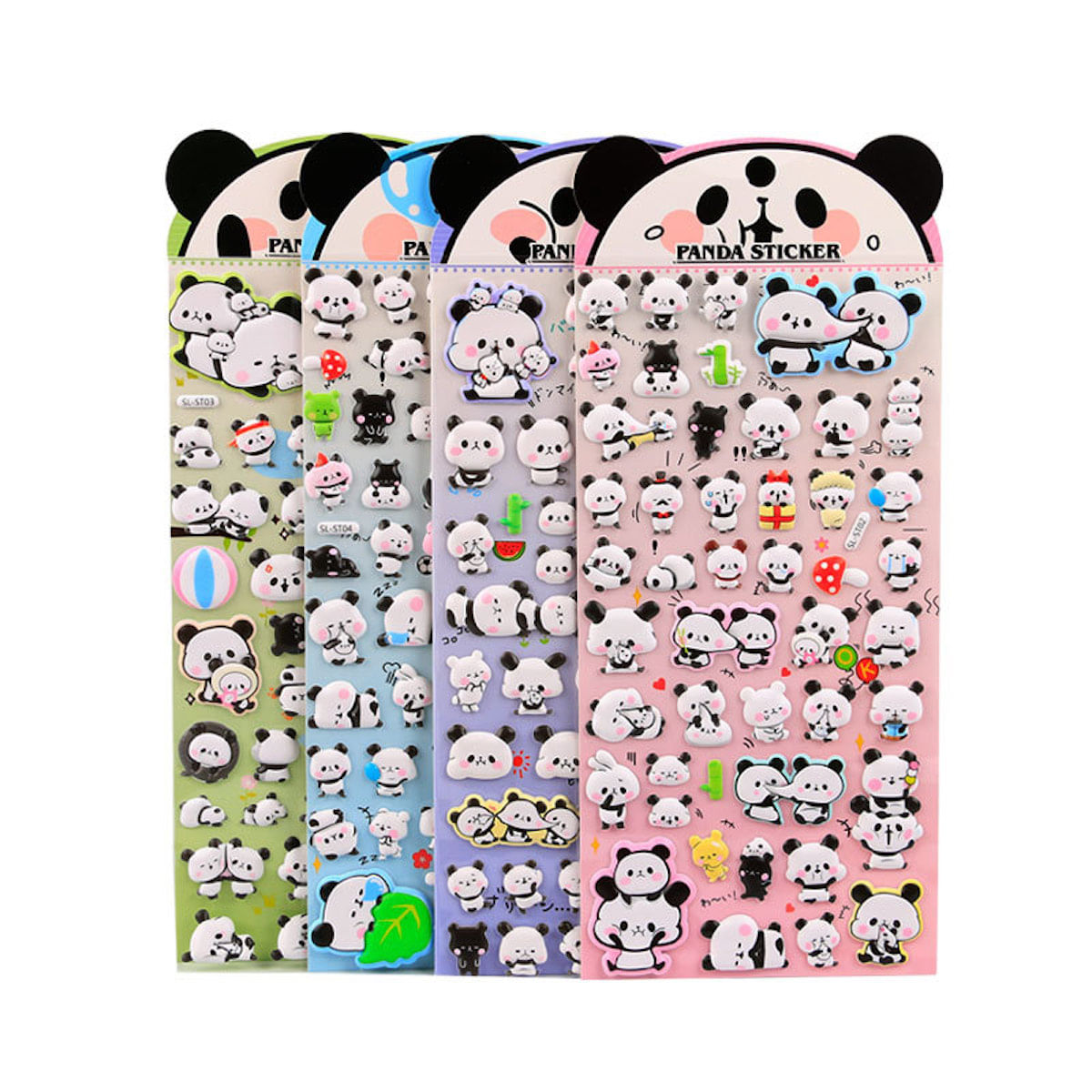 Adesivos 3D Puffy Cute Panda Para Bolsa De Festa Infantil (4 Folhas)