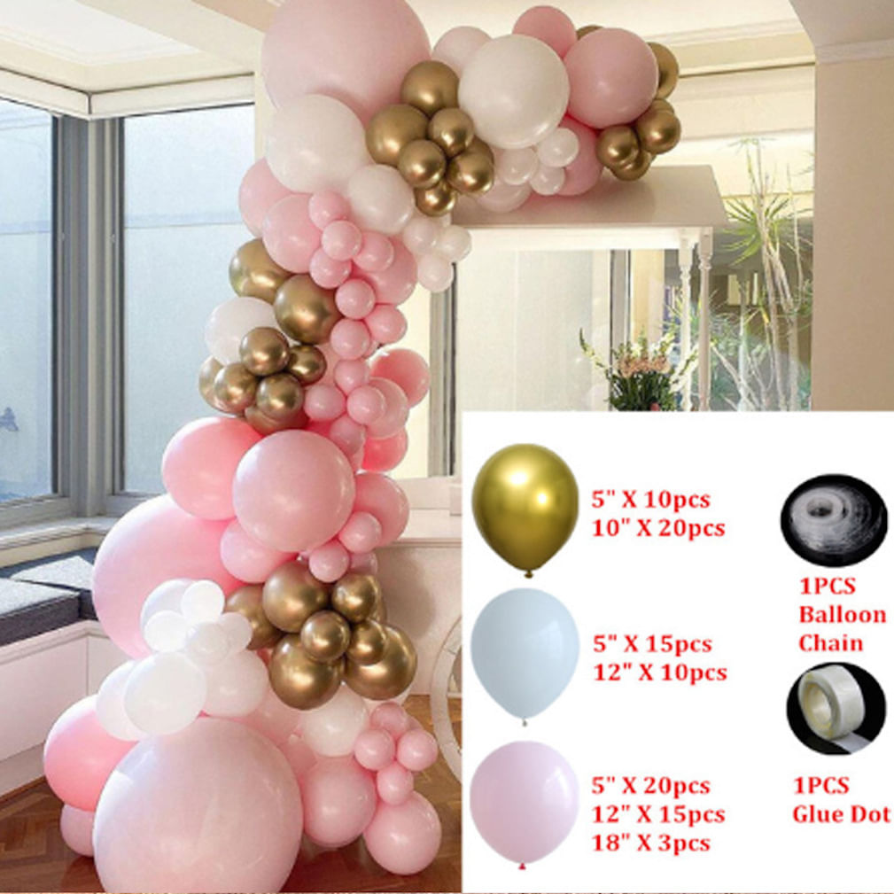 Kit Party Balloon Arch Garland, 95 Unidades De Balão De Látex Em Ouro Rosa