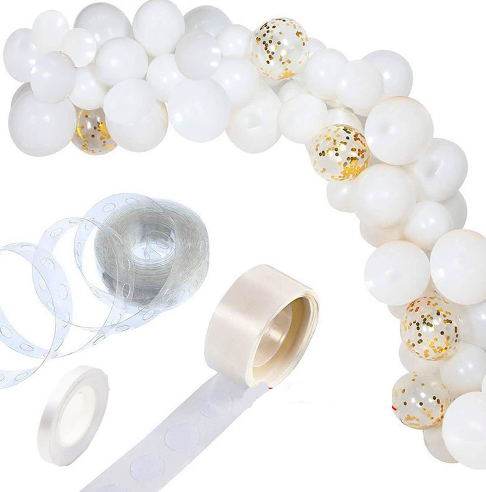 Kit Party Balloon Arch, 103 Unidades De Balões De Confete De Látex Branco