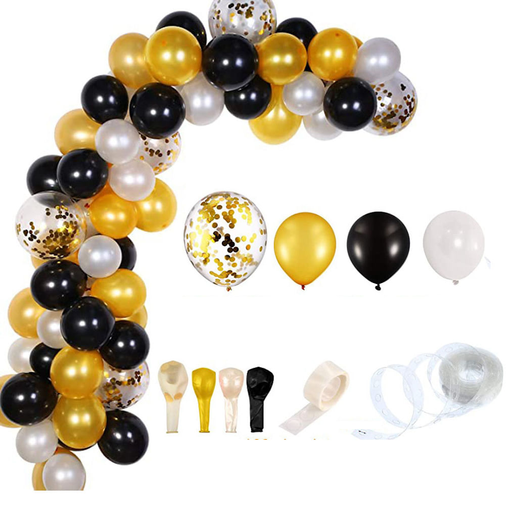 Kit Party Balloon Arch Garland 113 Unidades De Látex Amarelo Preto