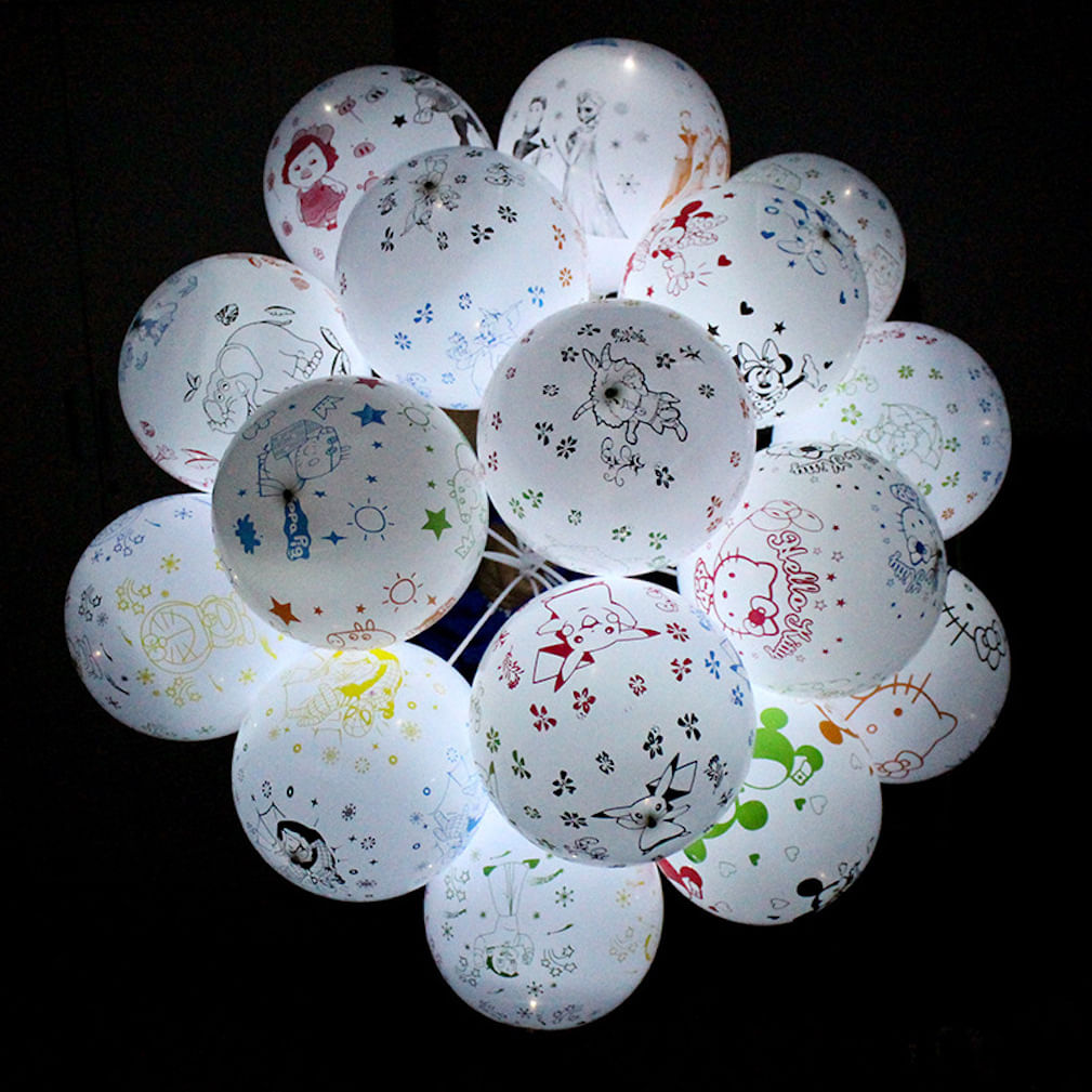 Balões Led Para Festa De Aniversário Infantil, 100 Unidades Com Bastão De 12 Polegadas