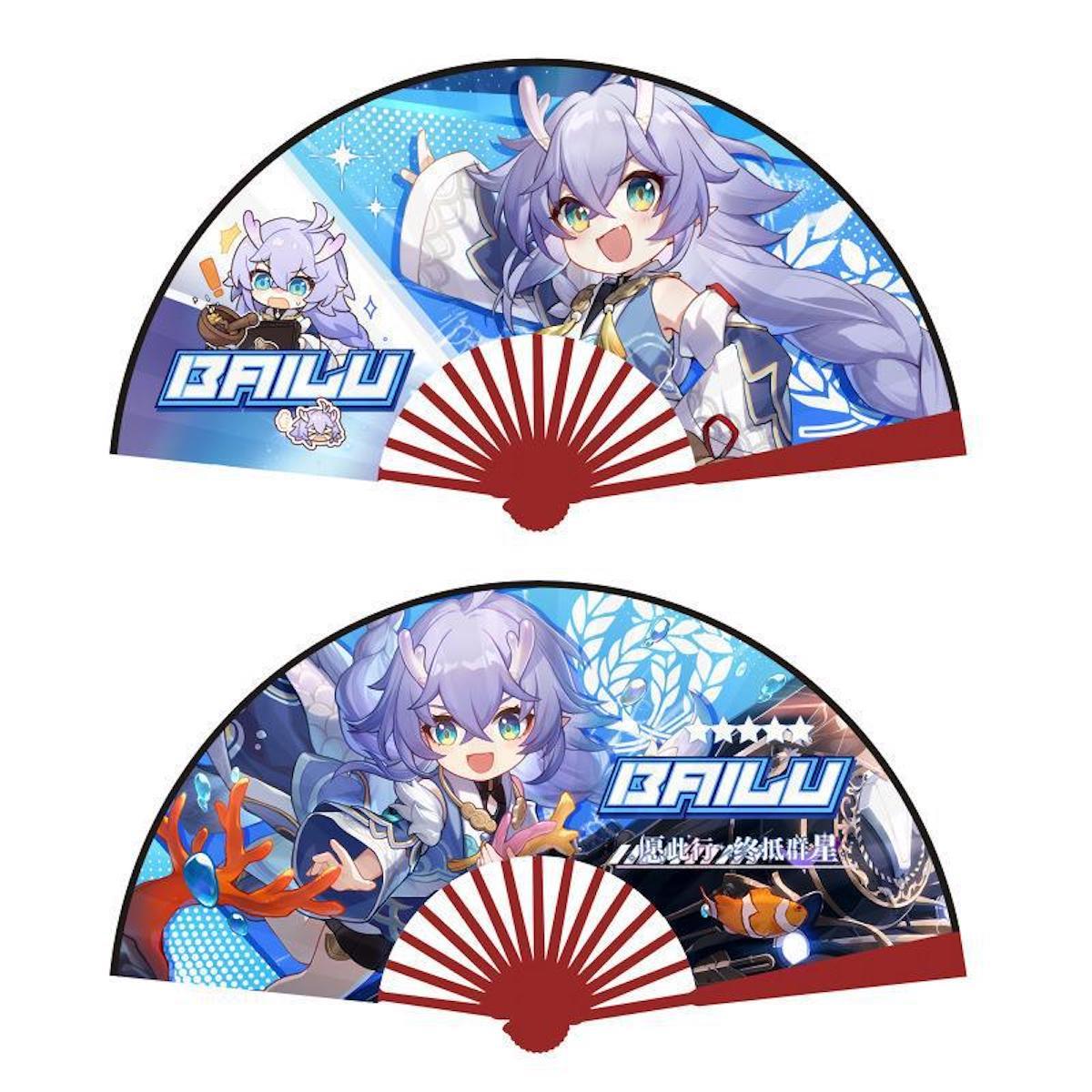 Folding Fans Hand Anime Honkais Impacts, 10 Polegadas, 2 Unidades