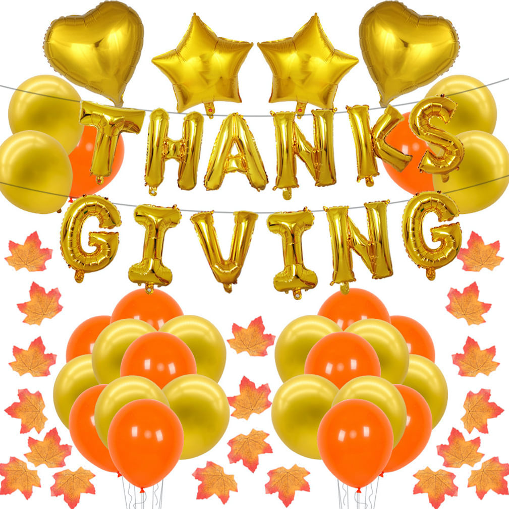 Kit De Balões De Festa De Ação De Graças, 50 Unidades Mylar Gold Star Love H