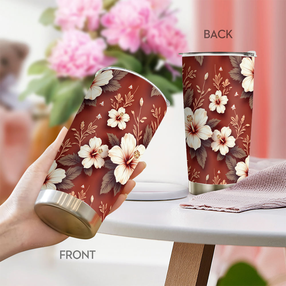 Caneca De Viagem Oasisdream Tumbler 600 Ml Com Estampa De Flores