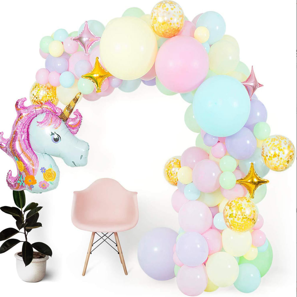 Kit Party Balloon Arch Garland, 133 Unidades Com Tema De Unicórnio