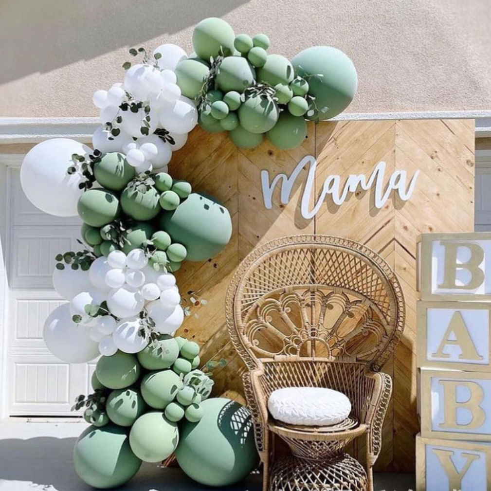 Kit Party Balloon Arch, 118 Unidades De Macarons, Balões De Látex Verdes