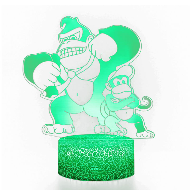 Luz Noturna Gorillas Monkey Led 3d Que Muda De Cor Para Crianças