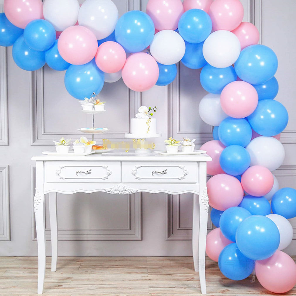 Kit Balloon Arch, 62 Unidades Para Casamento, Aniversário, Macaron, Azul, Rosa