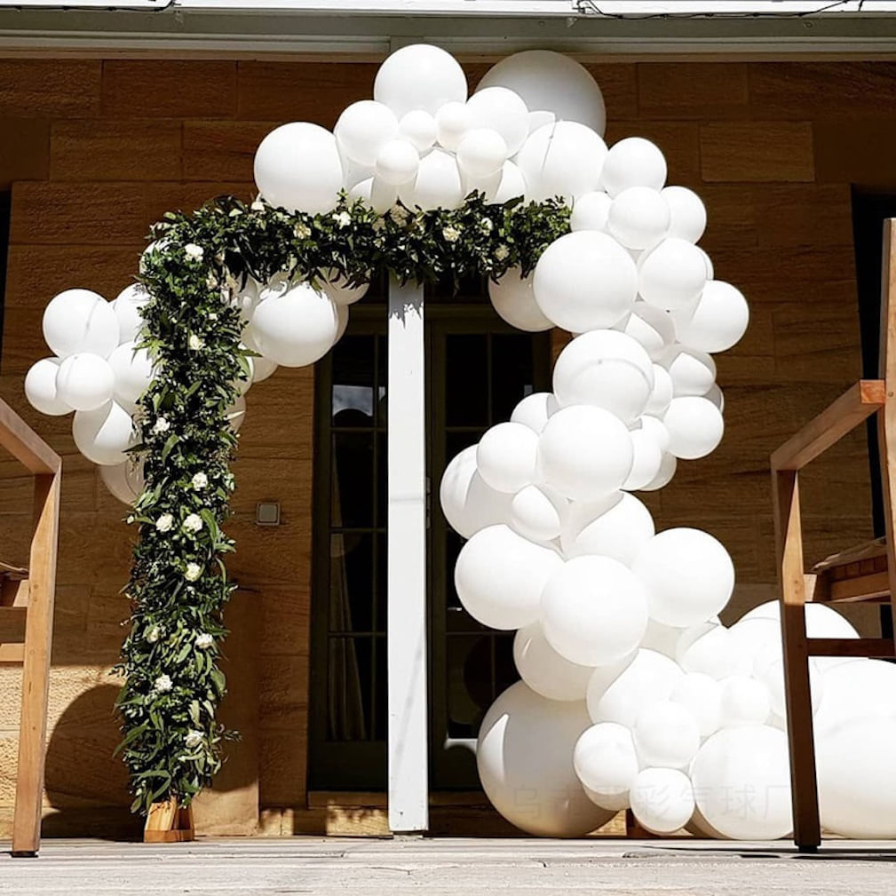 Kit De Arco De Balão De Casamento, 100 Unidades De Balões De Látex Brancos