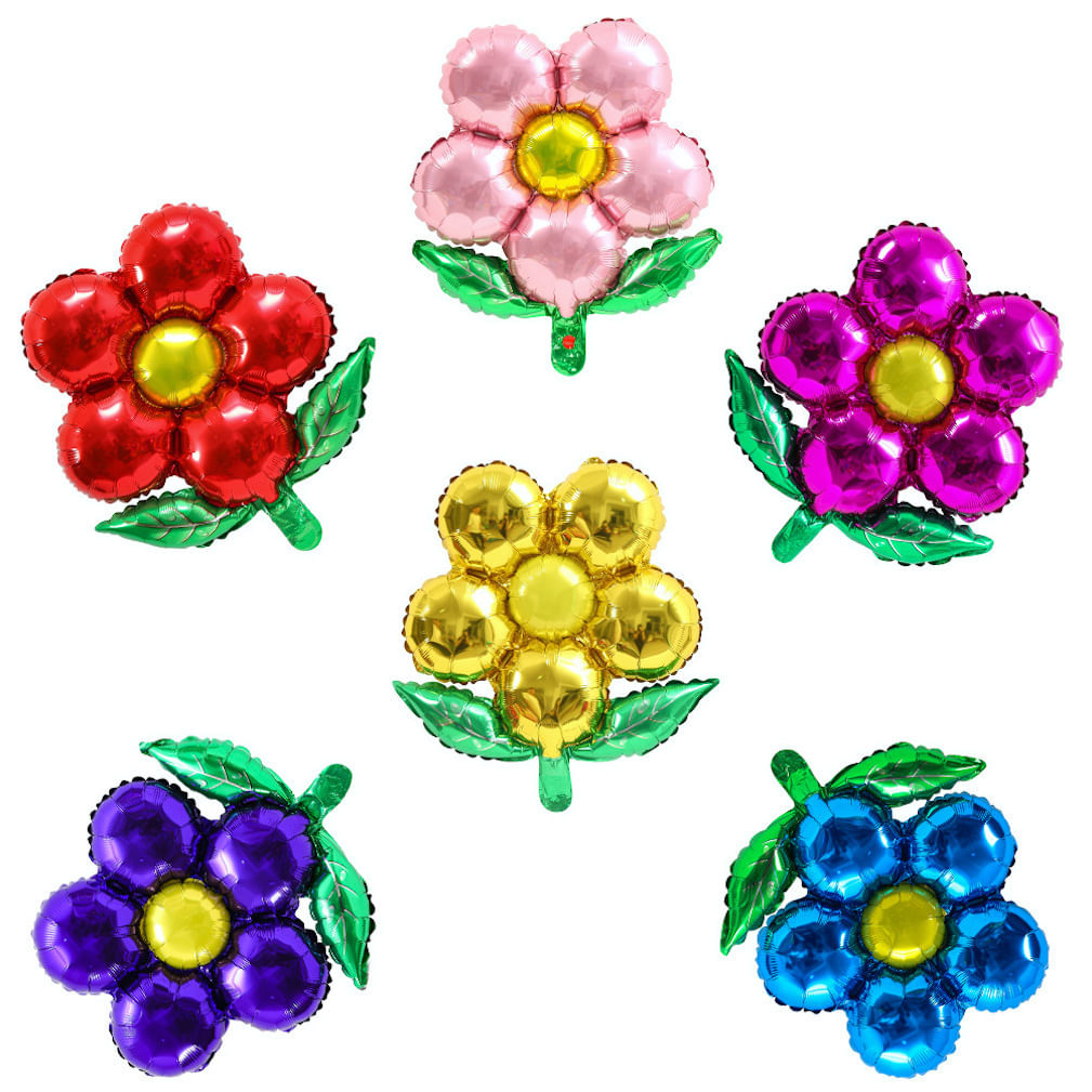Kit De Balões De Flores Mylar De 18 Polegadas Para Aniversário (6 Unidades)