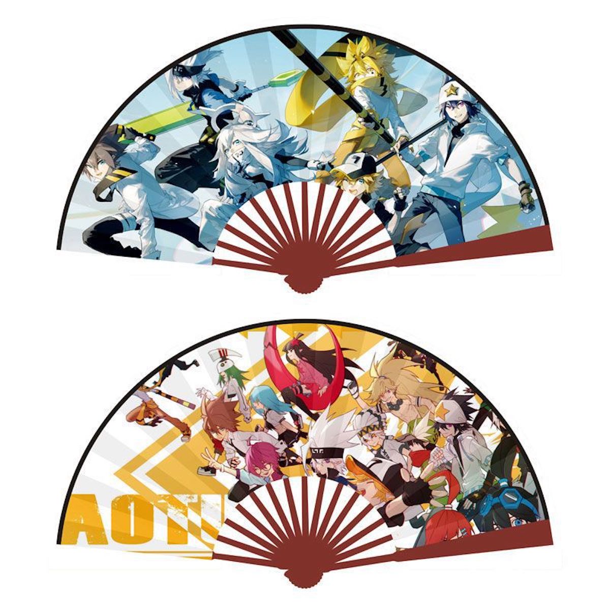 Tecido De Bambu Portátil Folding Fans Aotus Anime De 8 Polegadas, 2 Unidades