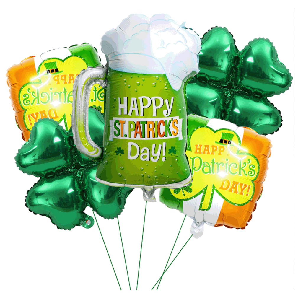 Cerveja Mylar Clover De 18 Polegadas Balloon Happy St. Patrick's Day X7