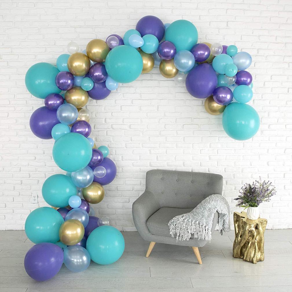 Kit Party Balloon Arch Garland, 103 Unidades, Látex, Azul, Roxo
