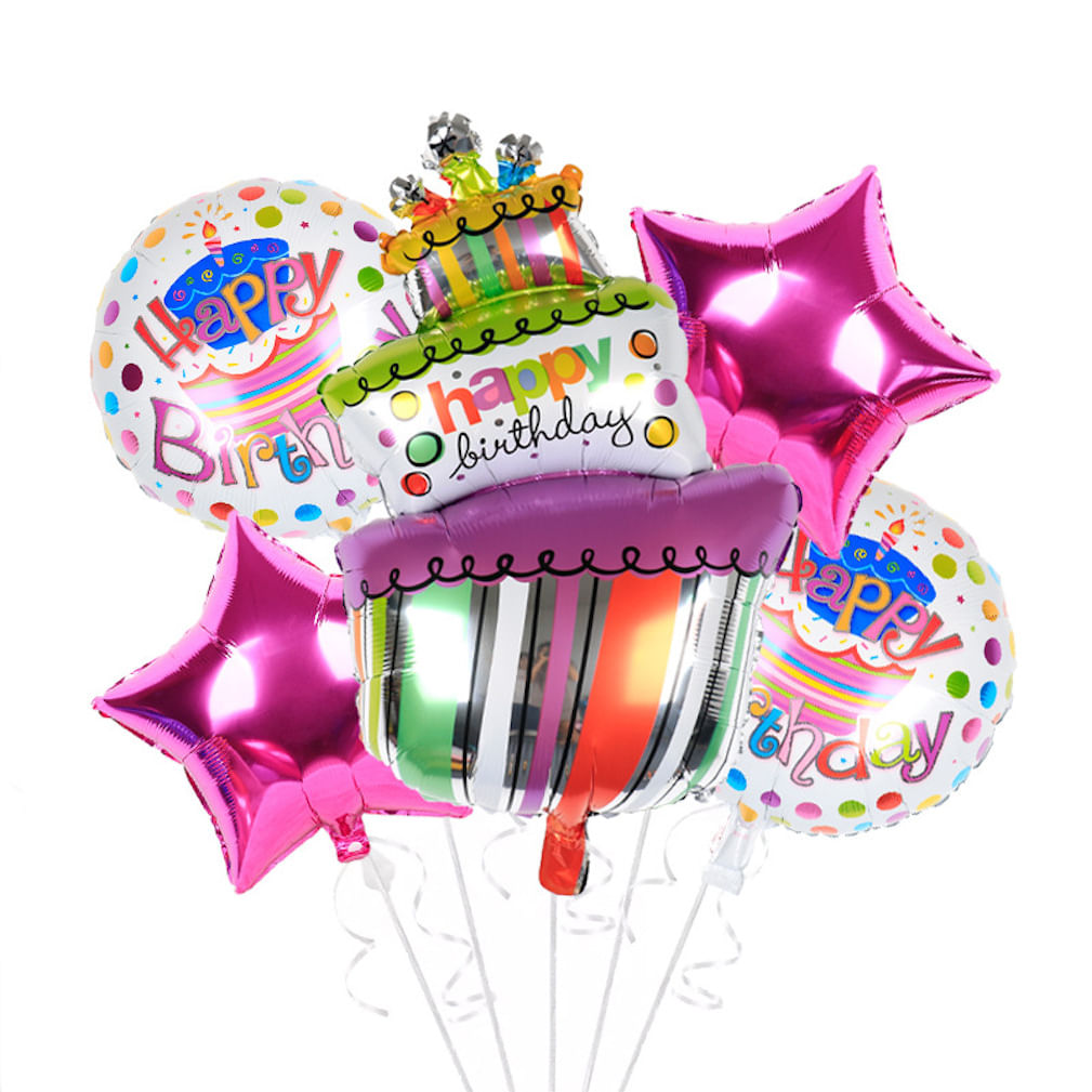 Kit De Balão De Feliz Aniversário, 6 Peças De Bolo, 3 Camadas, 84x48cm