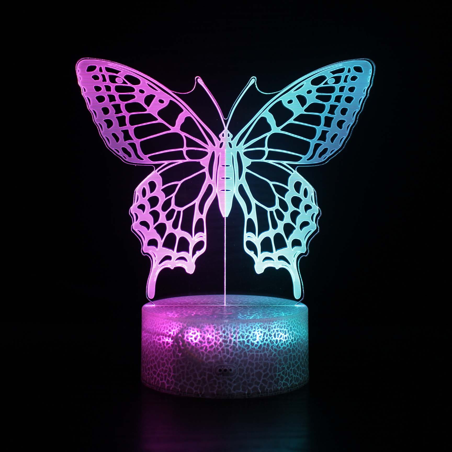Night Light Butterfly Animals 3d Led Que Muda De Cor Para Crianças
