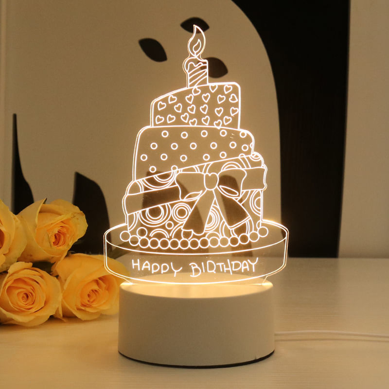 Luz Noturna Led 3D Que Muda De Cor Para Bolo De Aniversário Para Crianças