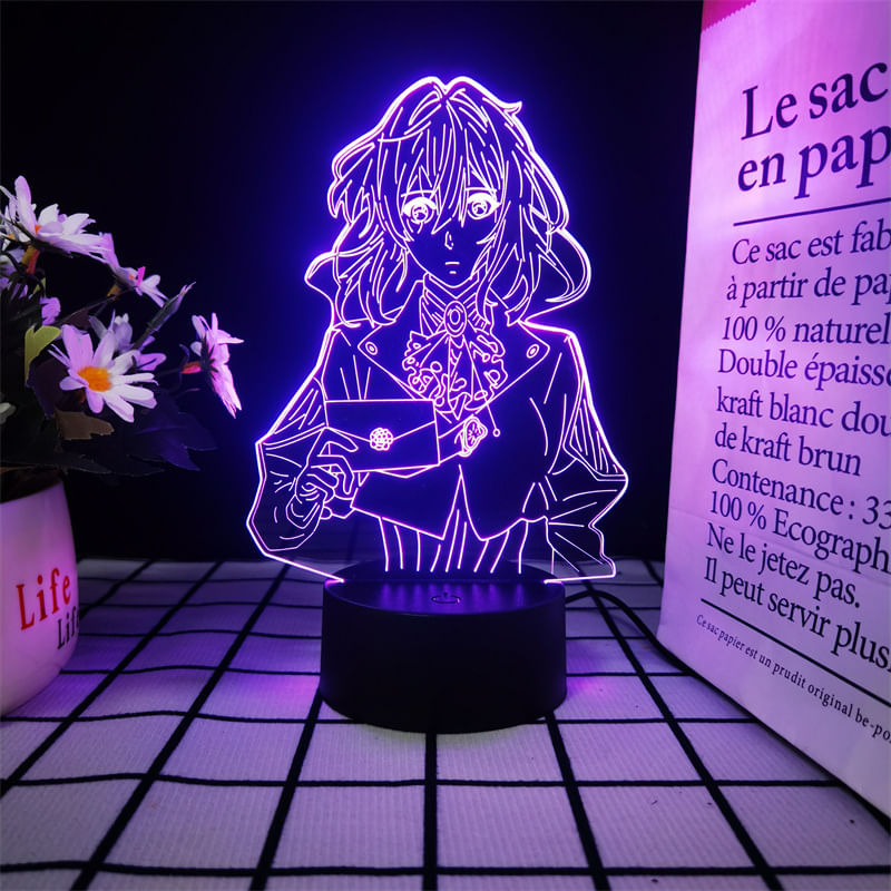 Luz Noturna Led 3D Violets Evers Gardens Violets Evergardens