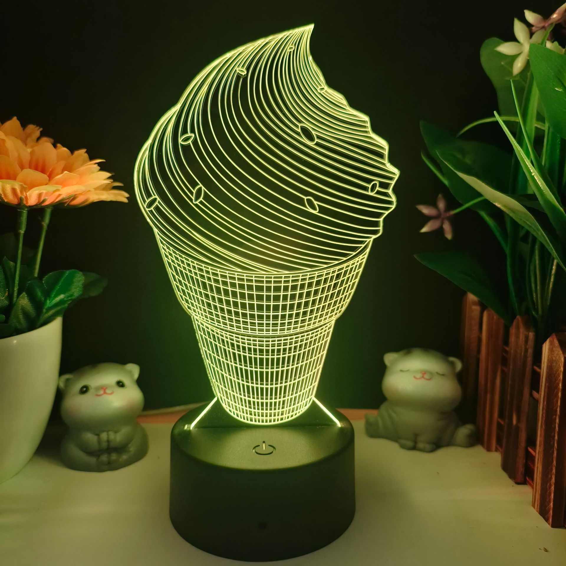 Sorvete Led 3D Que Muda De Cor Com Luz Noturna Para Crianças