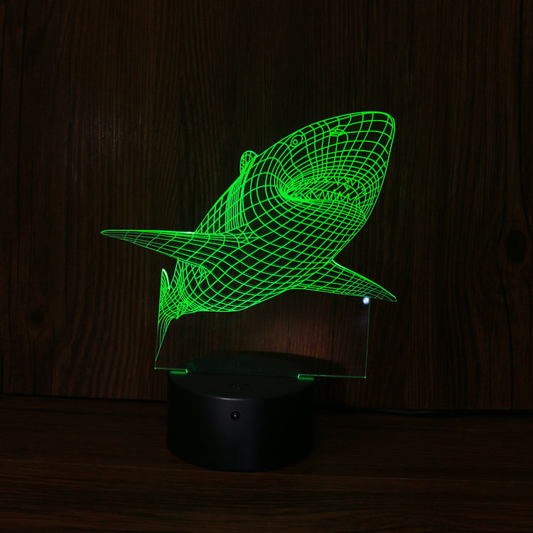 Mudança De Cor Led 3d Night Light Sharks Para Crianças E Crianças