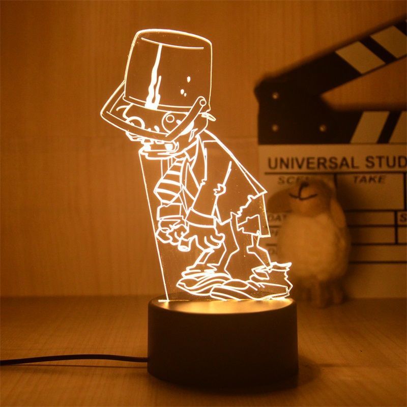 Luz Noturna 3D Led Plants Zombies Bucketheads Zombies