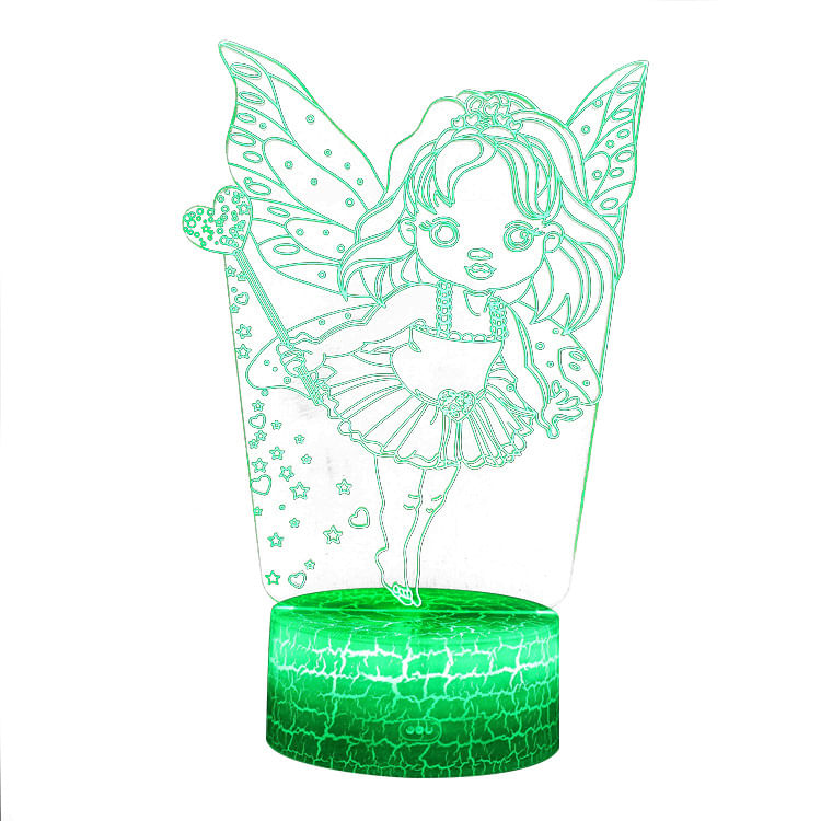Led Night Light Angels 3d Que Muda De Cor Para Crianças Com Base